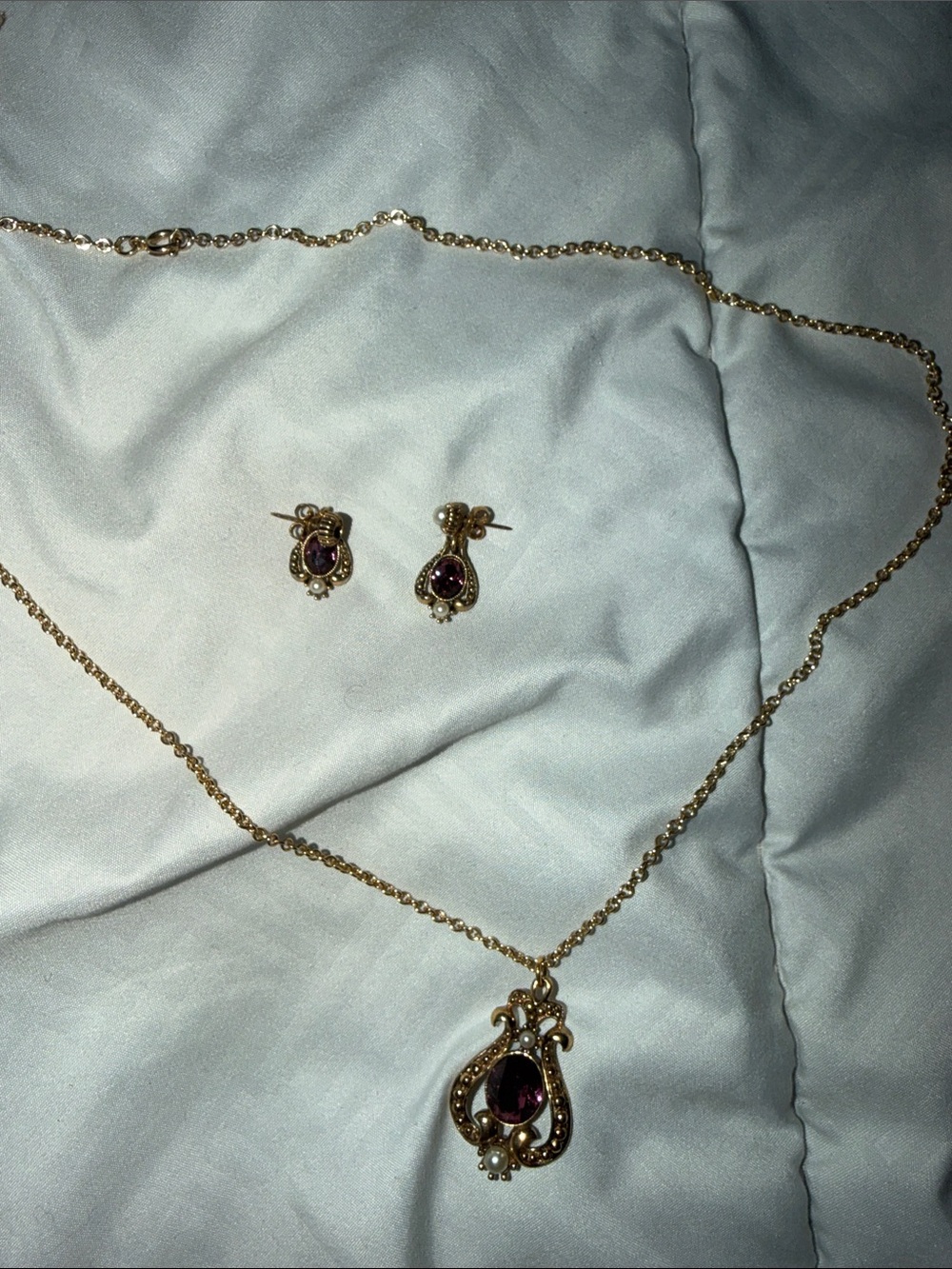 Vintage Avon Necklace ~ Amethyst-Colored & Marcasite-Look ~ 90’s